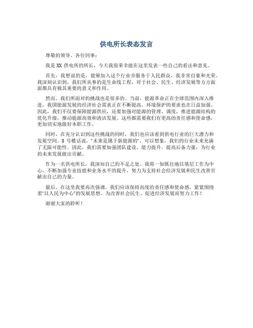 供电所长表态发言