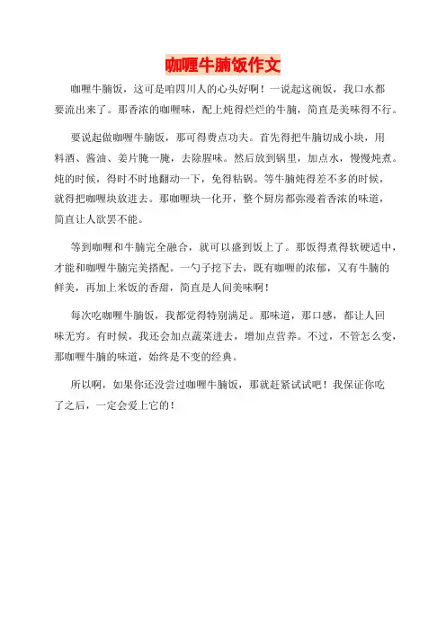 咖喱牛腩饭作文