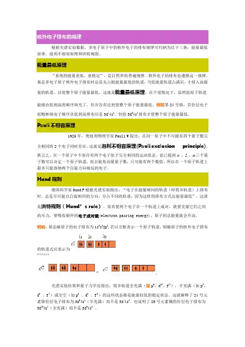 核外电子排布的规律