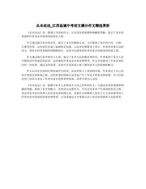 从未走远_江苏盐城中考语文满分作文精选赏析
