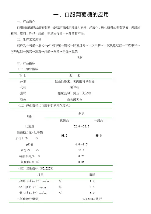 葡萄糖产品介绍及应用