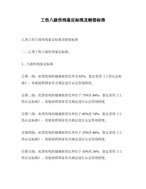 工伤八级伤残鉴定标准及赔偿标准