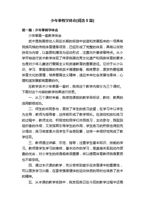 少年拳教学体会[精选5篇]