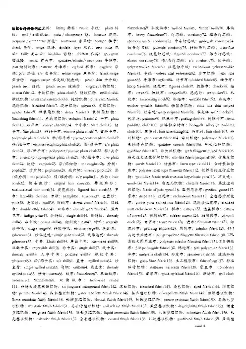 纺织面料英语词汇