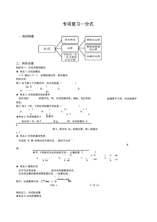 最新湘教版八年级上数学专题复习分式