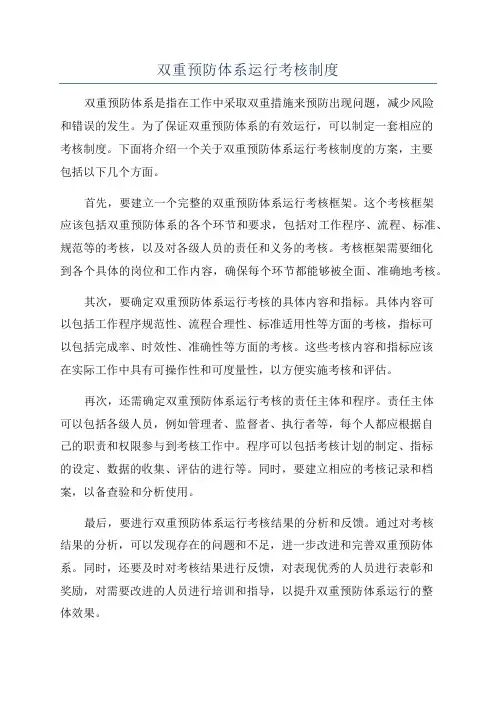 双重预防体系运行考核制度