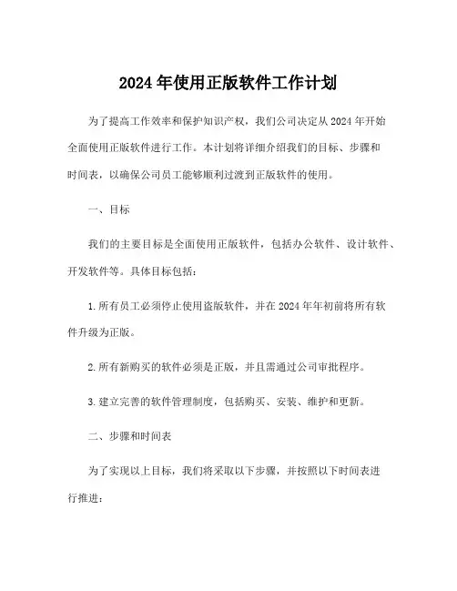 2024年使用正版软件工作计划