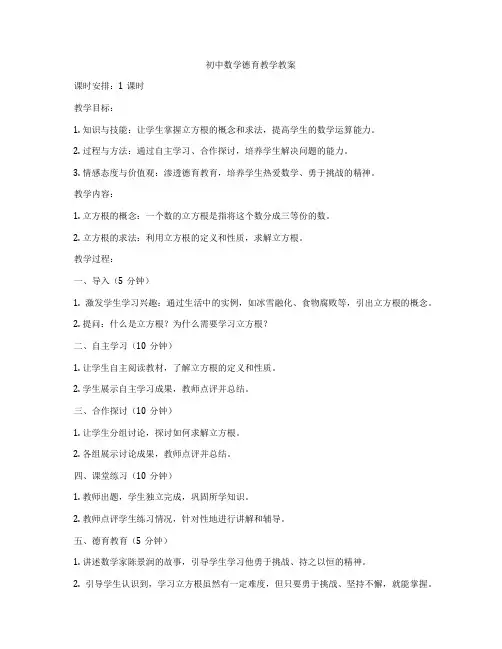 初中数学德育教学教案