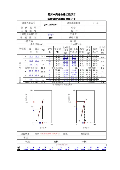 液塑限(数据过程及制图详解2010版)