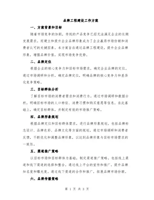 品牌工程建设工作方案