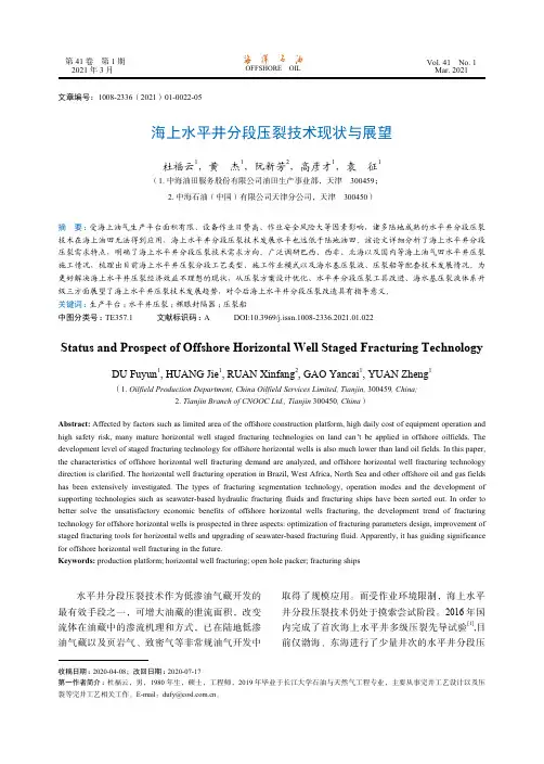 海上水平井分段压裂技术现状与展望