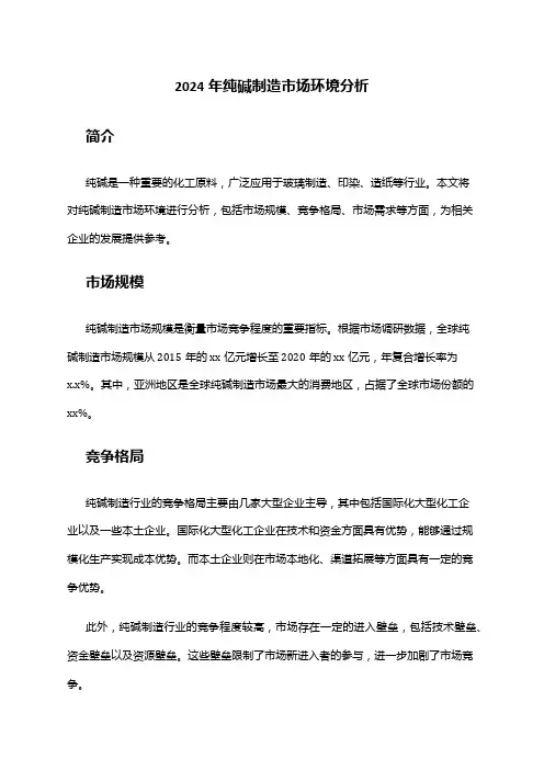 2024年纯碱制造市场环境分析