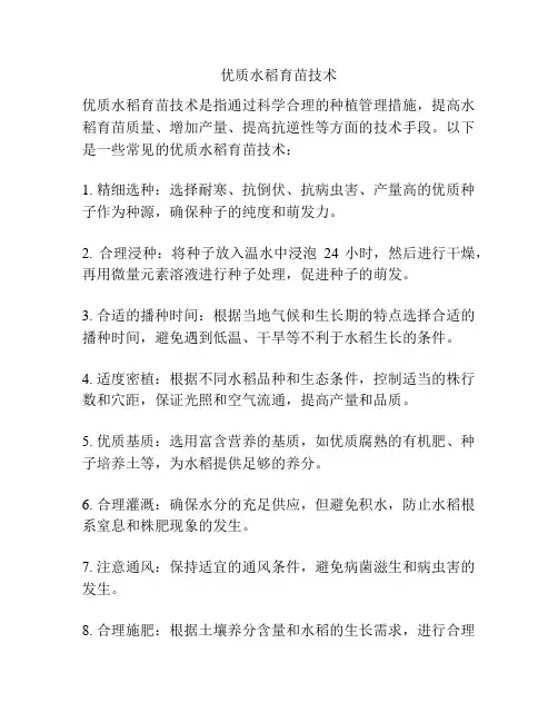 优质水稻育苗技术