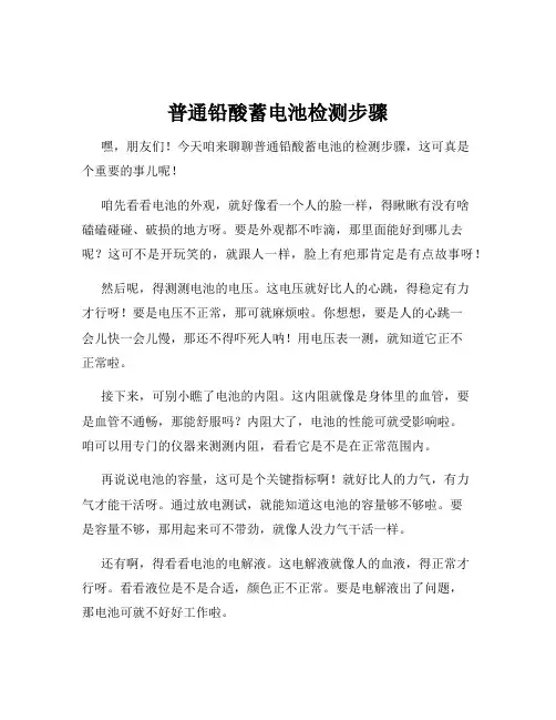 普通铅酸蓄电池检测步骤