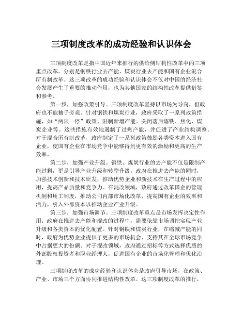 三项制度改革的成功经验和认识体会