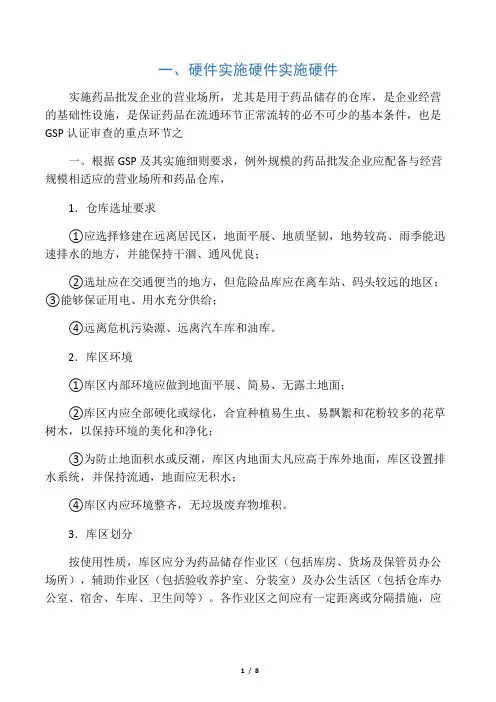 GSP库房要求