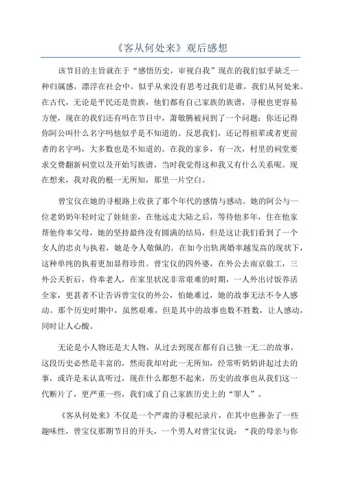 《客从何处来》观后感想
