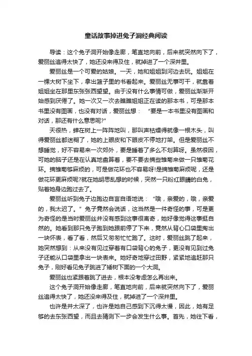 童话故事掉进兔子洞经典阅读