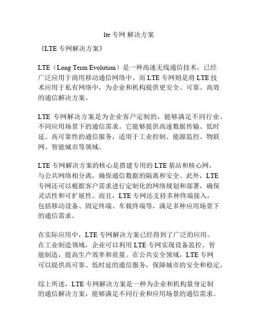 lte 专网 解决方案
