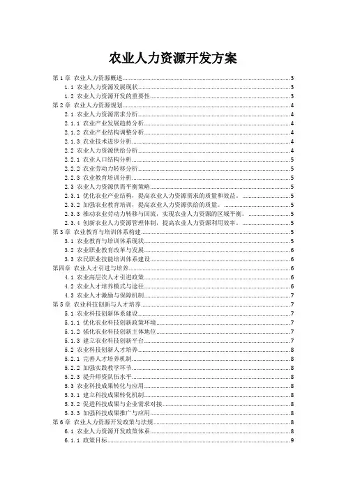 农业人力资源开发方案