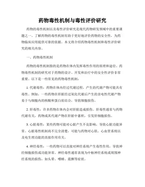 药物毒性机制与毒性评价研究