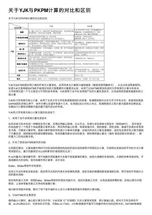 关于YJK与PKPM计算的对比和区别
