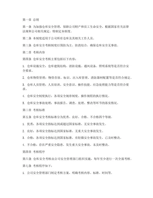 仓库安全考核管理制度