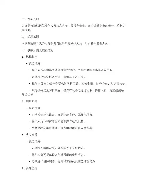 铸铁机岗位事故预案