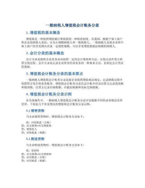 一般纳税人增值税会计账务分录