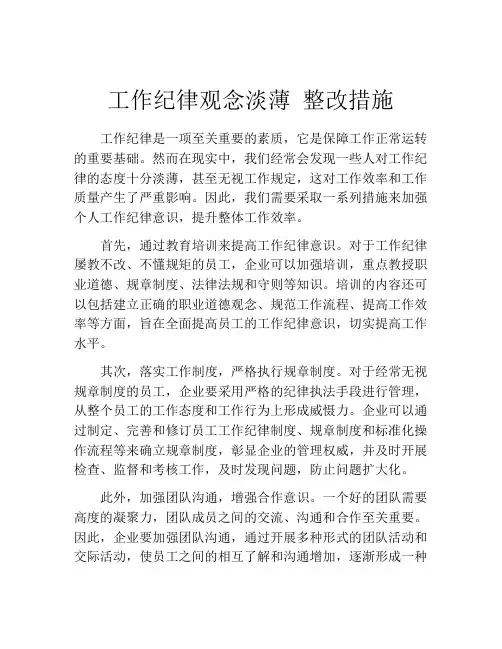 工作纪律观念淡薄 整改措施