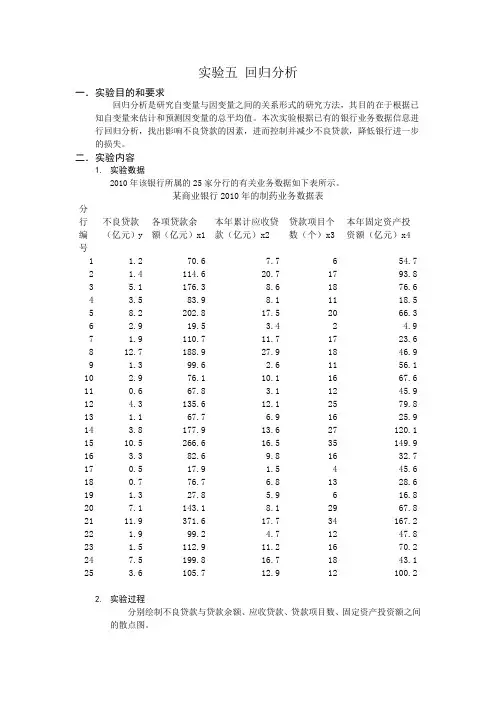 实验五 回归分析