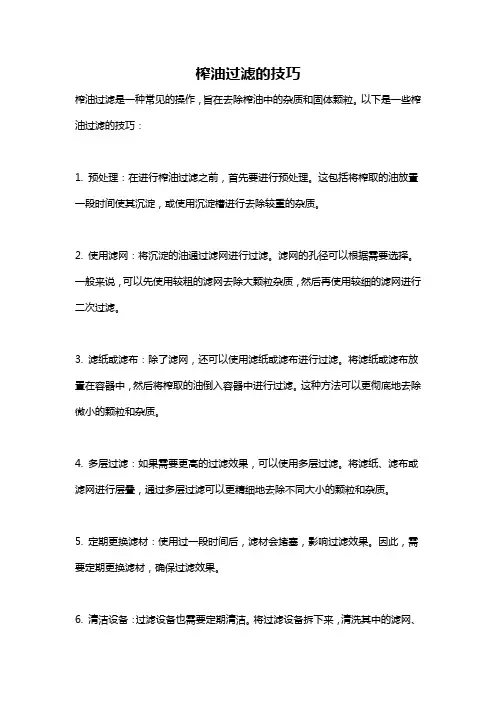 榨油过滤的技巧