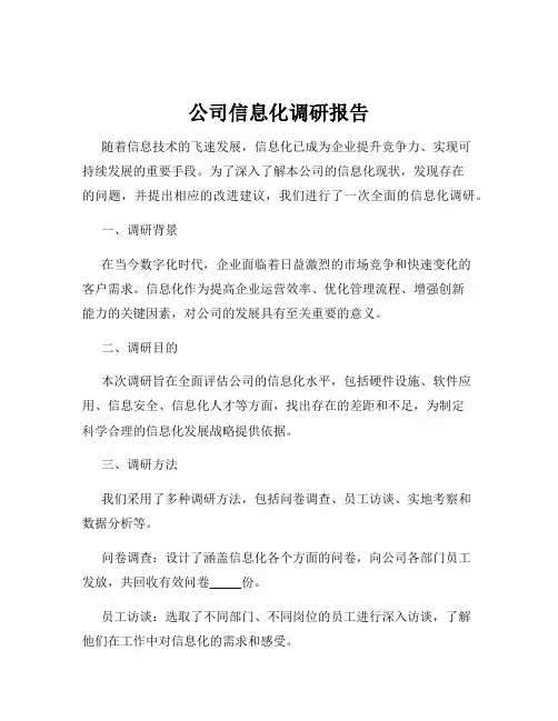 公司信息化调研报告