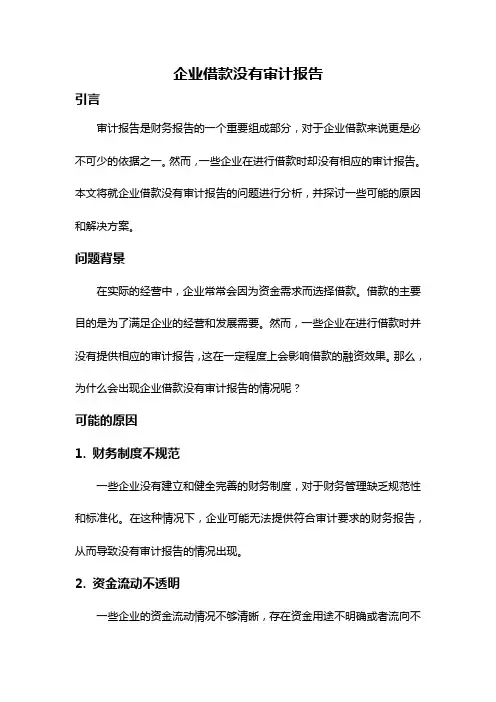 企业借款没有审计报告