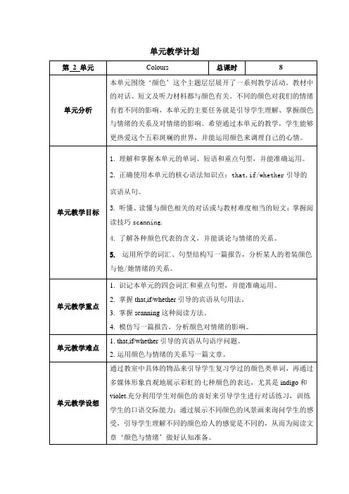 Unit2教案牛津译林版英语九年级上册