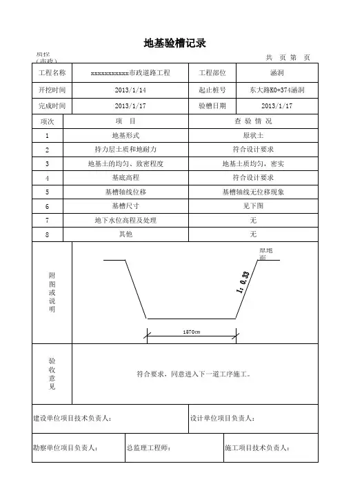 工程地基验槽通用表格