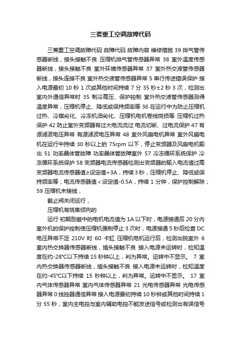 三菱重工空调故障代码