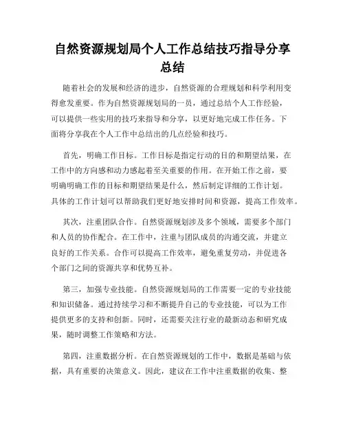 自然资源规划局个人工作总结技巧指导分享总结