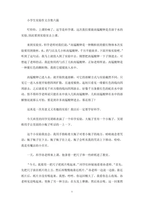 小学生实验作文合集六篇(最新)
