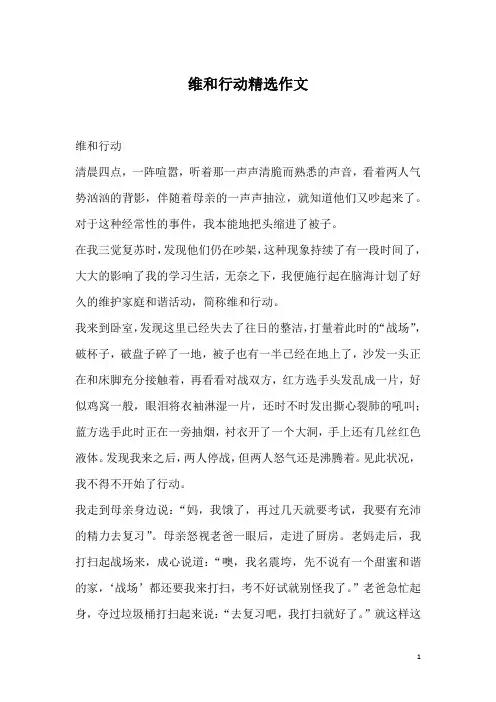 维和行动精选作文