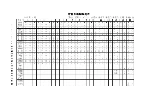 出勤签到表