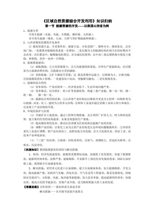 《区域自然资源综合开发利用》知识归纳