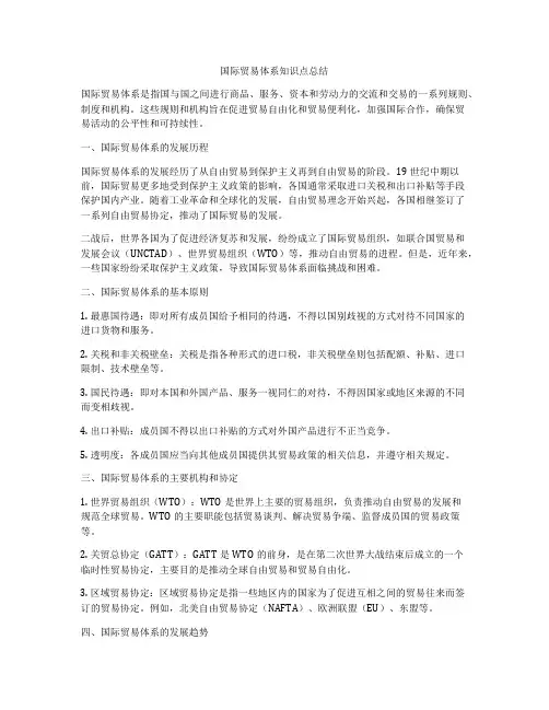 国际贸易体系知识点总结