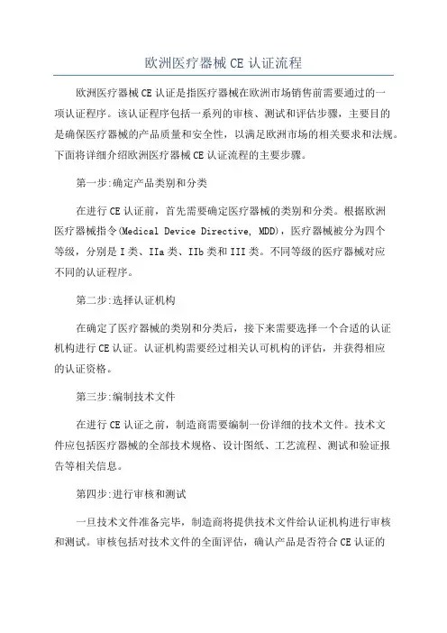 欧洲医疗器械CE认证流程