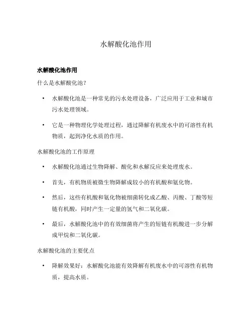 水解酸化池作用