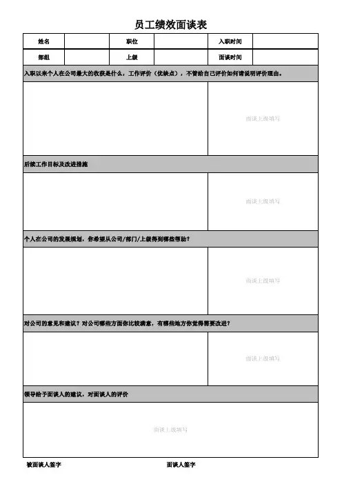 员工绩效面谈表