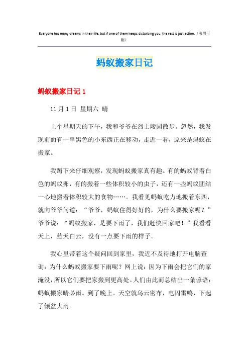 蚂蚁搬家日记