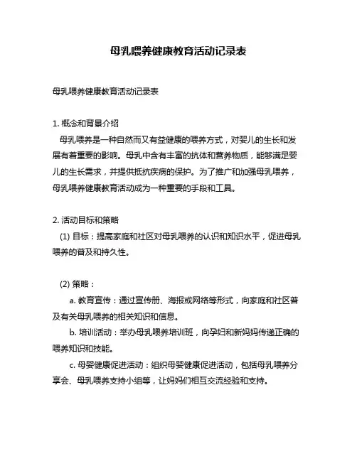 母乳喂养健康教育活动记录表