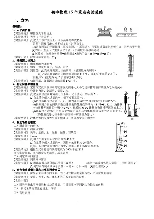 初中物理15个重点实验