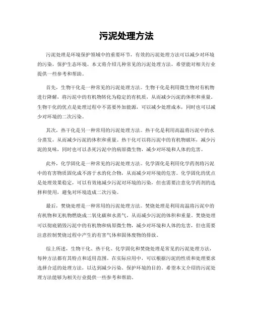 污泥处理方法